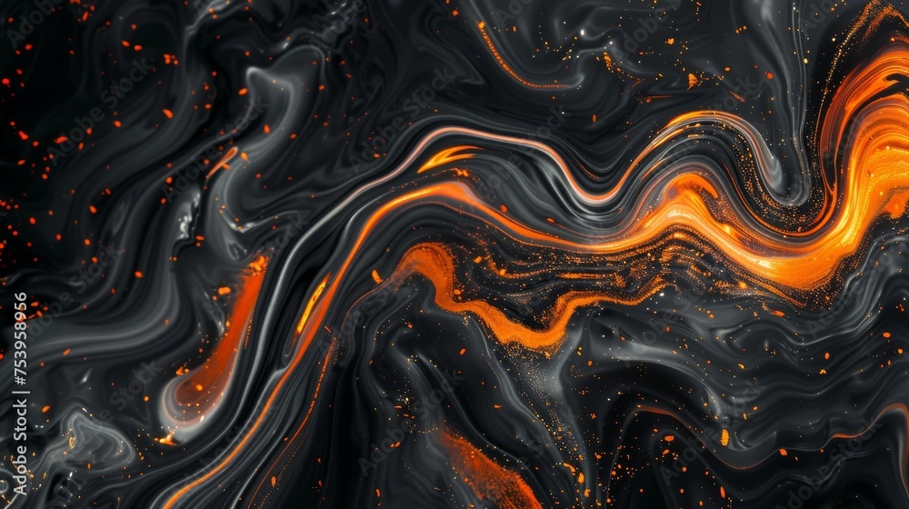 Abstract black and orange swirling pattern Abstract black and orange swirling pattern