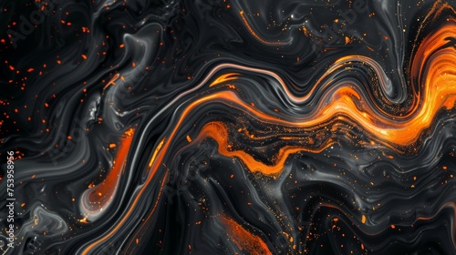 Abstract black and orange swirling pattern