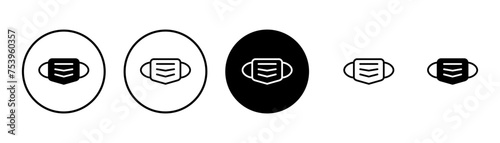 Mask icon vector isolated on white background. Man face with mask icon. Safety breathing masks. Industrial safety N95 mask. Medical mask vector icon.