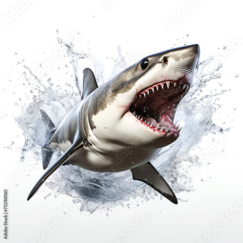 shark swimming on a white background