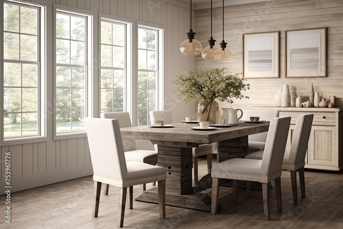 Neutral Modern Farmhouse Dining Room Inspirations - Chic Style with a Neutral Color Palette © Michael