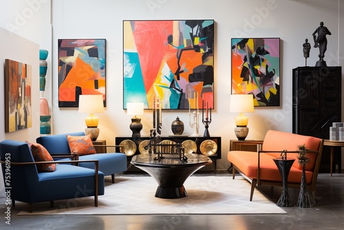 Vibrant Artwork and Elegant Furniture: Modernist Art Collector's Studio Inspirations