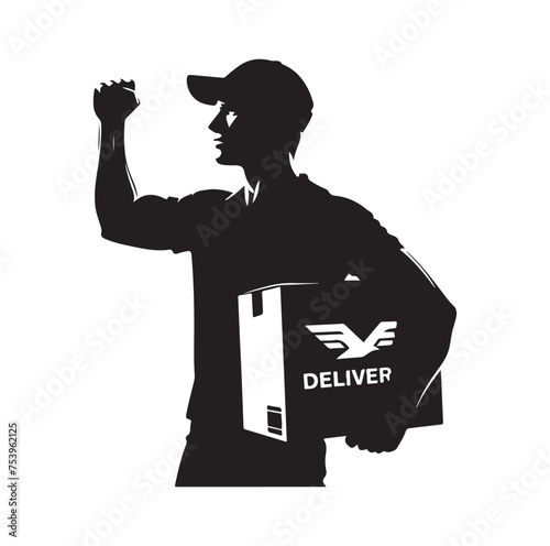 Delivery man silhouette  vector illustration set