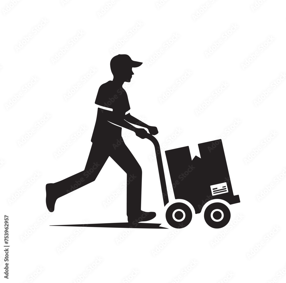 Delivery man silhouette vector illustration set Delivery man silhouette vector illustration set