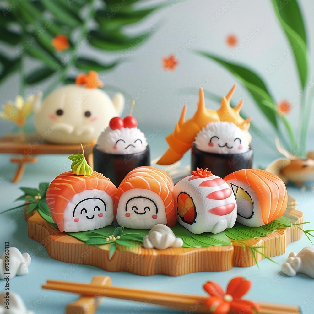 Cartoon sushi 3D squishy feel