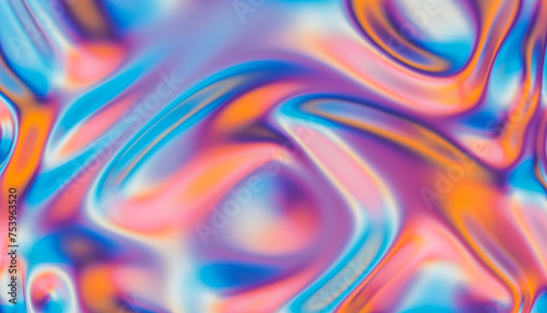 Holographic chrome gradient waves abstract background.  photo