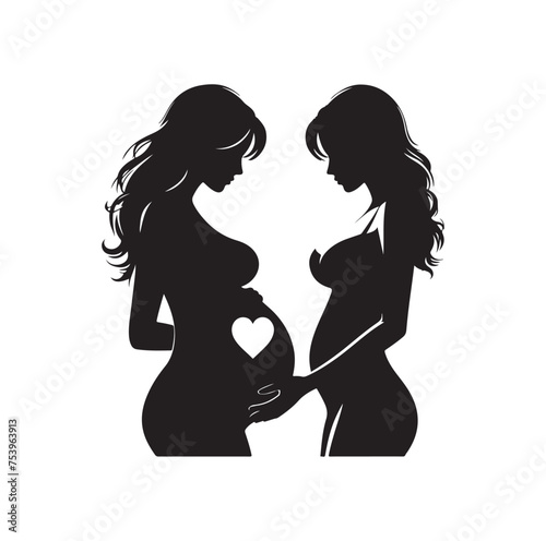 Pregnant woman vector silhouette vector illustration isolated on white background