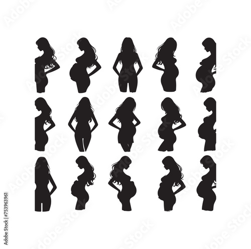 Pregnant woman vector silhouette vector illustration isolated on white background