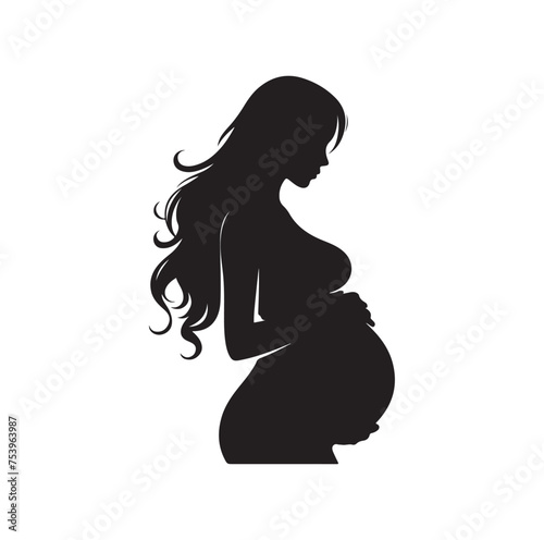 Pregnant woman vector silhouette vector illustration isolated on white background