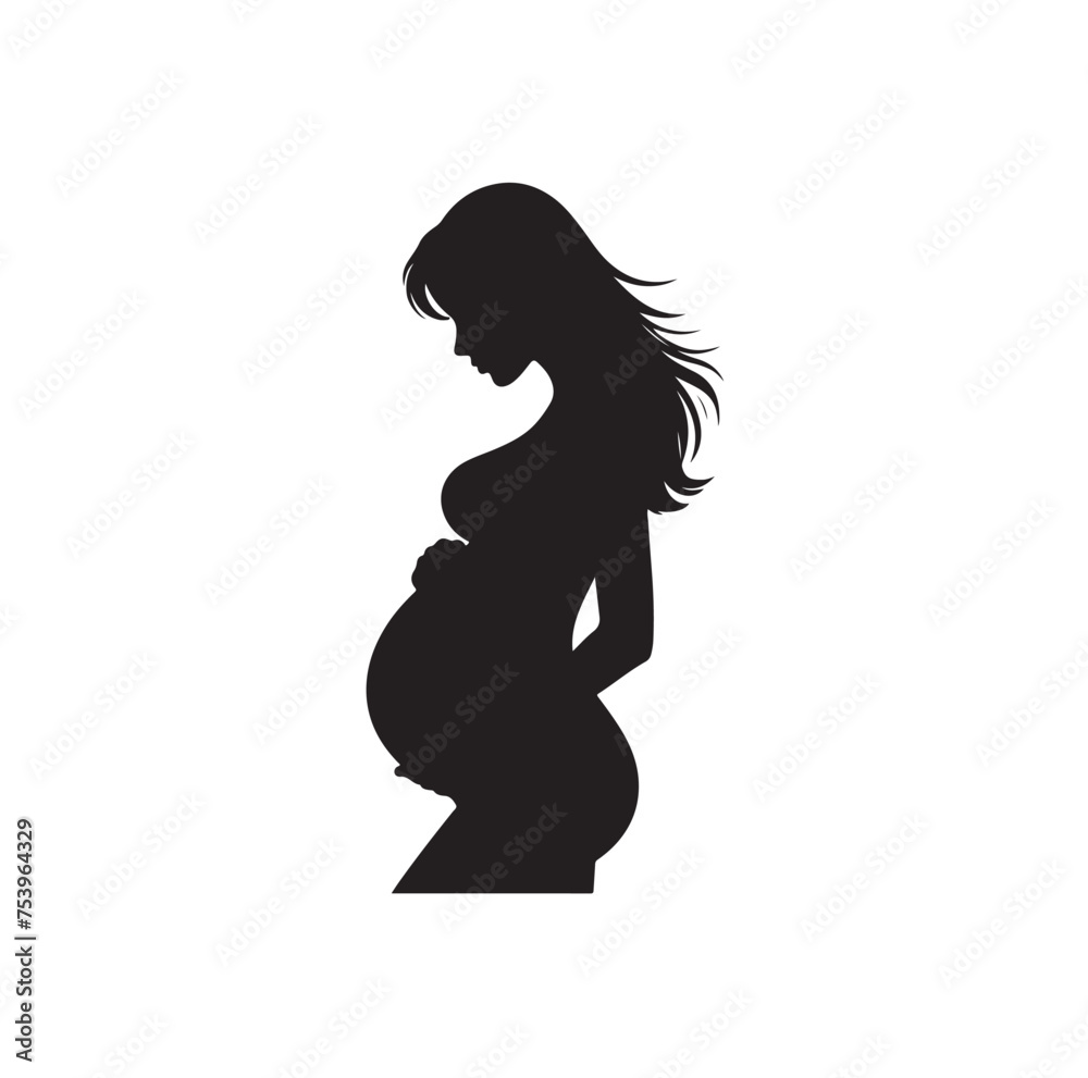 Pregnant woman vector silhouette vector illustration isolated on white background Pregnant woman vector silhouette vector illustration isolated on white background