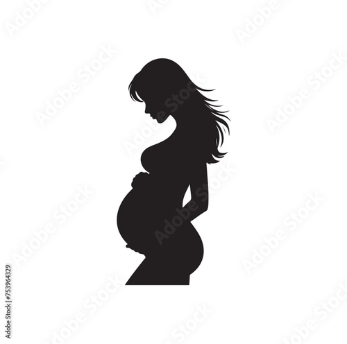 Pregnant woman vector silhouette vector illustration isolated on white background