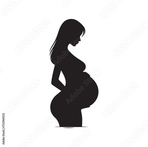 Pregnant woman vector silhouette vector illustration isolated on white background