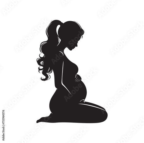 Pregnant woman vector silhouette vector illustration isolated on white background