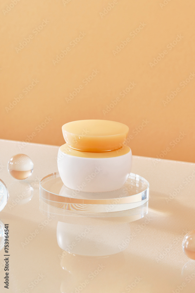 Skin care beauty product on the clear podium