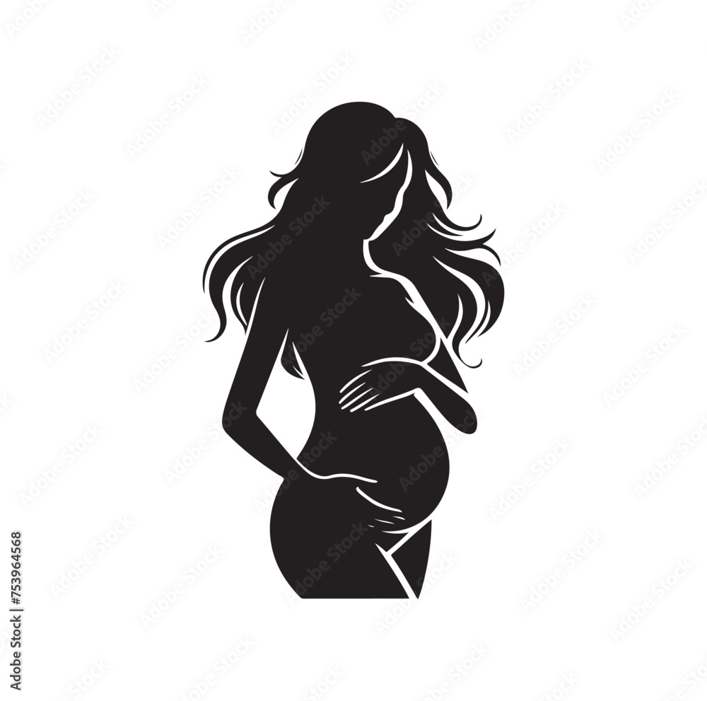 Pregnant woman vector silhouette vector illustration isolated on white background Pregnant woman vector silhouette vector illustration isolated on white background