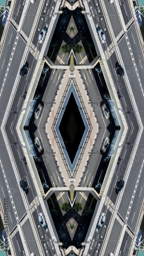 mirror footage of traffic on highway Tokyo vertical photo