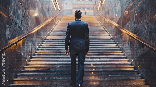 businessman climbs the stairs 
