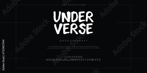 rough abstract digital alphabet font typography. Bold Condensed Display Font. Vector illustration