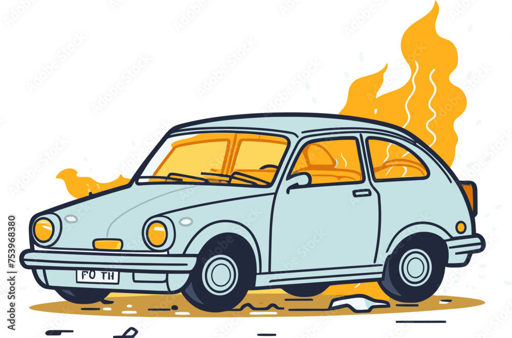 Vector Graphic Illustrating a Rear End Collision on a Busy Urban Street During Rush Hour
