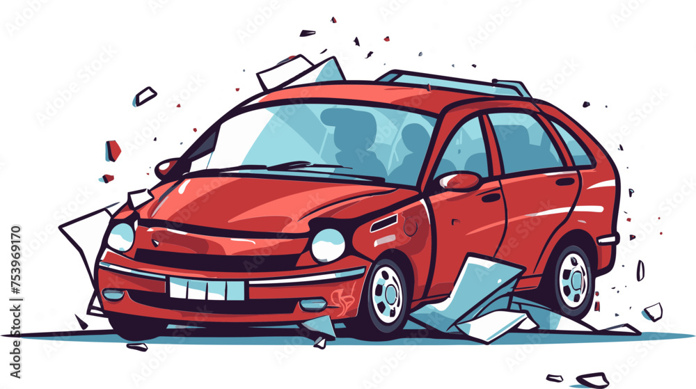 Detailed Vector Graphic Depicting a Car Accident Reconstruction Using 3D Models