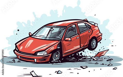 Vector Illustration Showing a Vehicle Striking a Pedestrian Crossing the Street