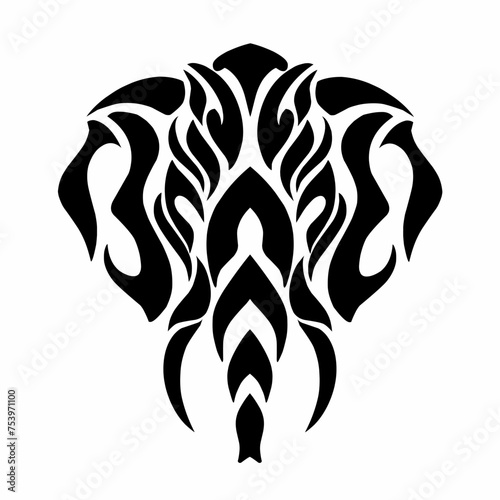 Illustration vector graphics of elephant head design in tribal art tattoo style
