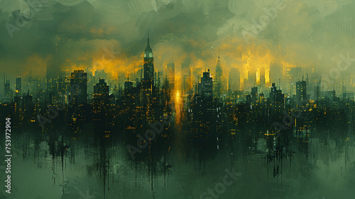 watercolor painting of a city skyline by Jakob Gauermann