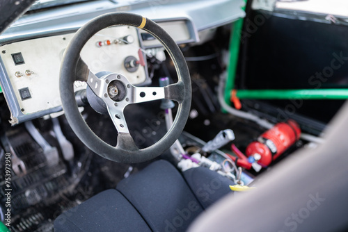 Interior of a rally car. photo