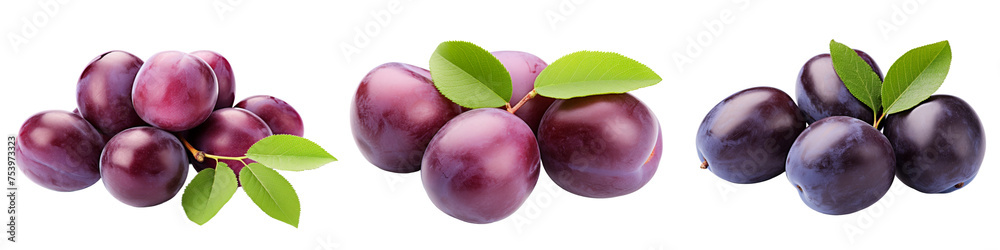 Plums Isolated on transparent background, (PNG).