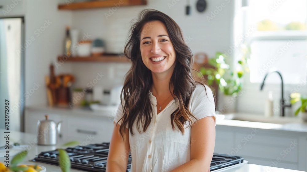 Woman at the kitchen. Generative AI