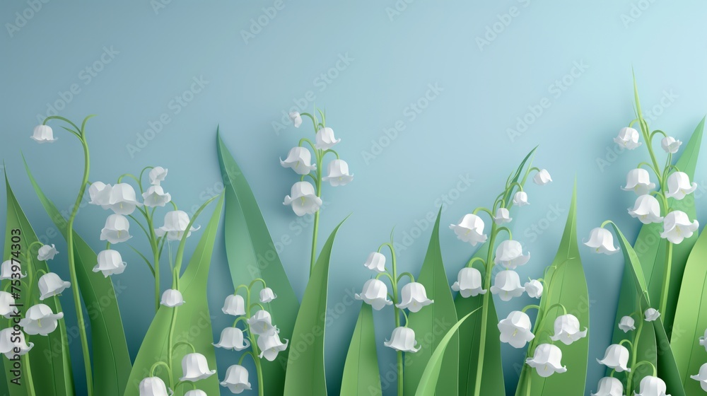 Fototapeta premium Lily of the Valley, copy space. Generative AI