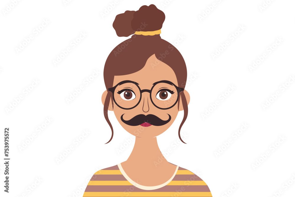 woman in Funny eyeglasses with nose and mustache isolated vector style woman in Funny eyeglasses with nose and mustache isolated vector style
