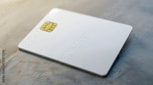 A blank white credit card mockup waits to be customized with identity and design details. Immaculate surface credit card for potential financial transactions. photo