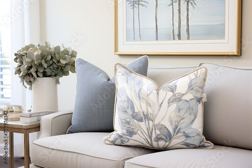 Soft Coastal Grandmother Style Living Room Decor: Stylish Throw Pillows Collection