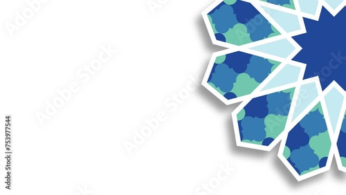 Moving traditional arabic pattern with ornamental geometric,white decorative mosque window