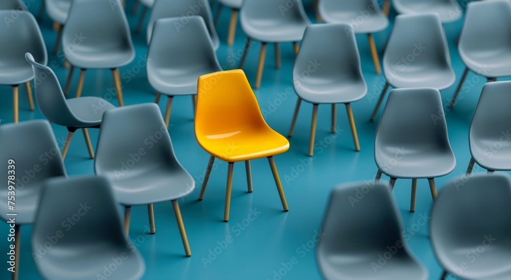 Naklejka premium Stand Out Chair: The Unique Element in a Uniform World