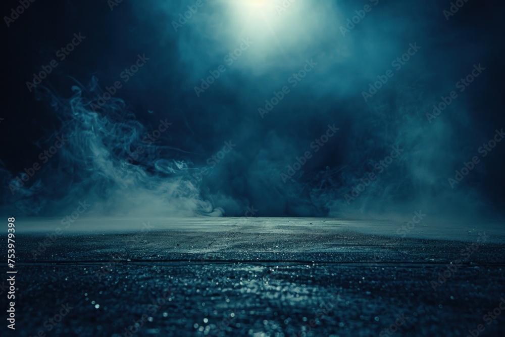 Dark streets with bright lights and smoke. Generate AI image - obrazy, fototapety, plakaty 