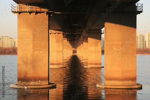 Under the Seogang Bridge bridge at sunset photo