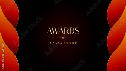 Red orange and golden awards graphics background. Elegant orange premium template design. Wedding invitation card. Engagement ceremony invite. Luxury premium corporate abstract design template.
