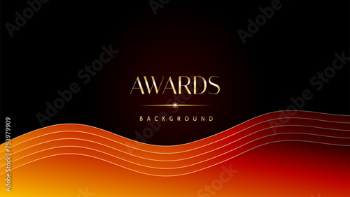 Red orange and golden awards graphics background. Elegant orange premium template design. Wedding invitation card. Engagement ceremony invite. Luxury premium corporate abstract design template.