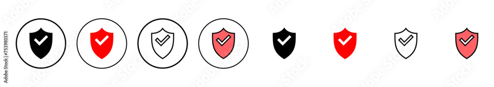 Shield check mark icon vector illustration. Protection approve sign. Insurance icon
