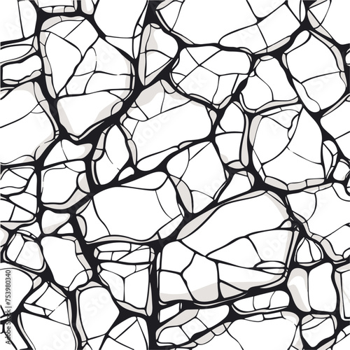 Organic pebble stone mosaic seamless pattern. Abstract minimal design vector illustration. Close up stone texture pattern, with veins and mosaic cells.