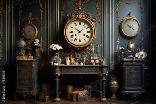 Elegant Parisian Salon Inspiration: Antique Clocks and Timeless Accessories