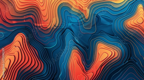 Abstract topographical lines on a retro colored background