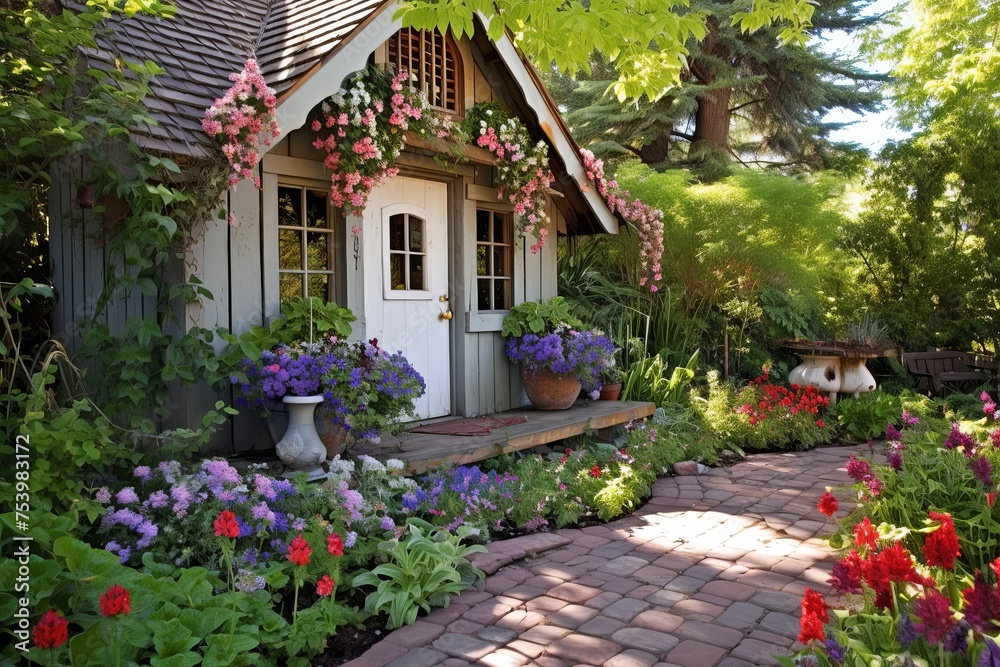 Enchanted Cottage Garden Patio: Bird Houses & Border Inspirations