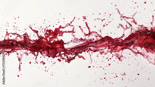 Red wine splash over white background
