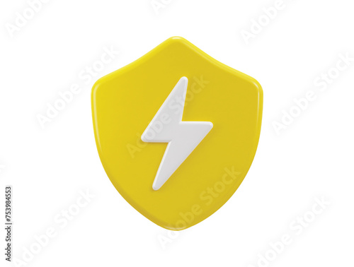 3d flash bolt lightning and shield icon, protection symbol vector icon illustration photo