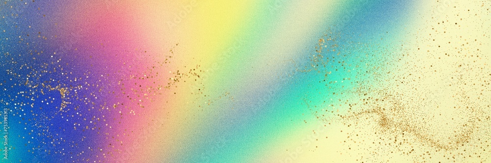 Rainbow colorful background with Gold Glitters texture gradient pastel fantasy design aesthetic wallpaper cool holographic style
