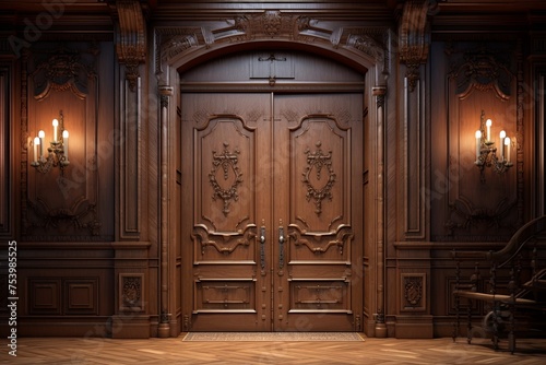 Grand Entrance: Victorian Heritage Hallway with Heavy Wooden Doors Concept © Michael