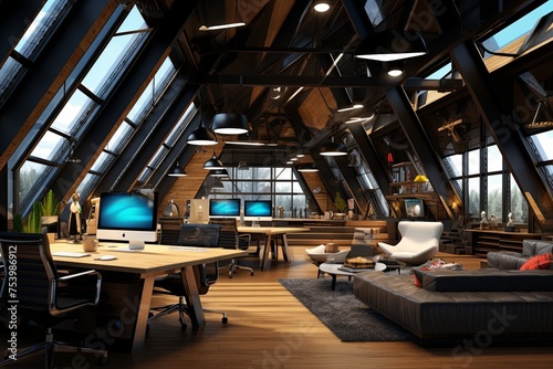 Tech-Inspired InnoHub: Futuristic Workspace and Digital Tools for a Productive Modern Office
